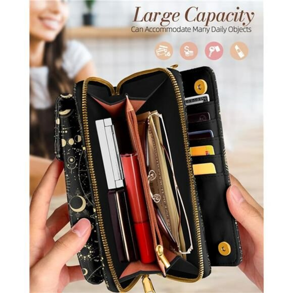 Cute Leather Crossbody Phone Purse Wallet Bag with Card Slots Adjustable Strap - Picture 4 of 7